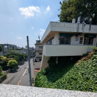 A building with two ground floors, one two floors above the other.